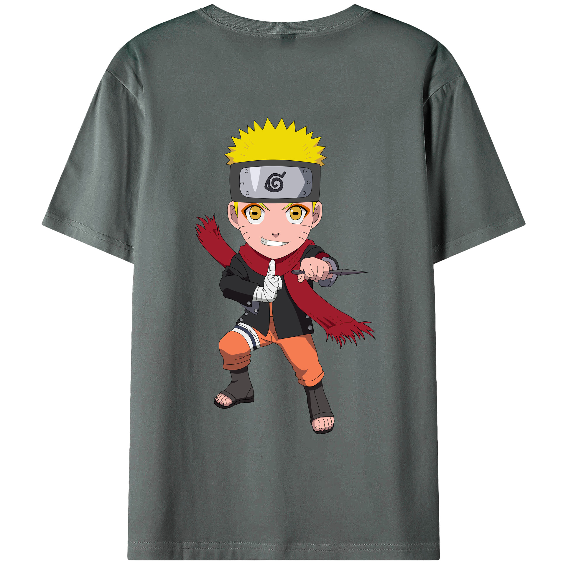 （画像用） NARUTO -ナルト- うずまき ナルト Uzumaki Naruto 綿100％ メンズ半袖Tシャツ（バックプリント） 通気性